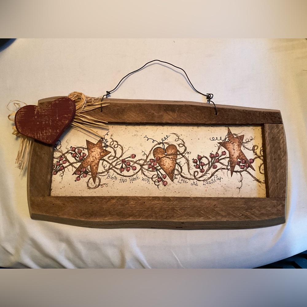 Rustic Wooden Wall Art with Heart Design